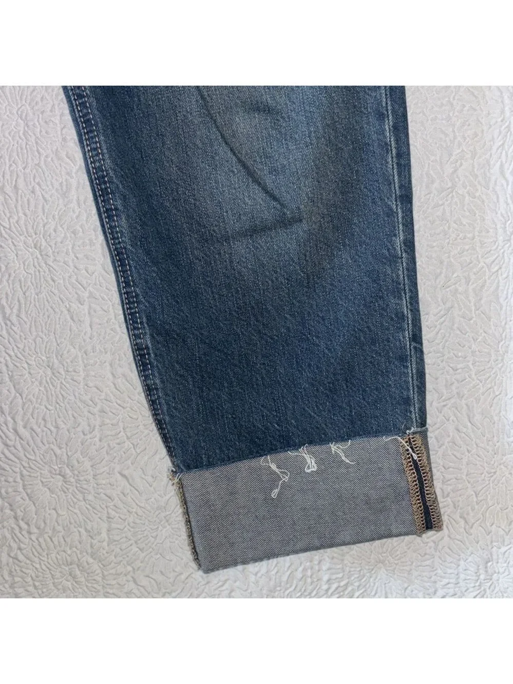 J. Crew Premium Edition High-Rise Straight Cuffed Raw Hem Distressed Jean